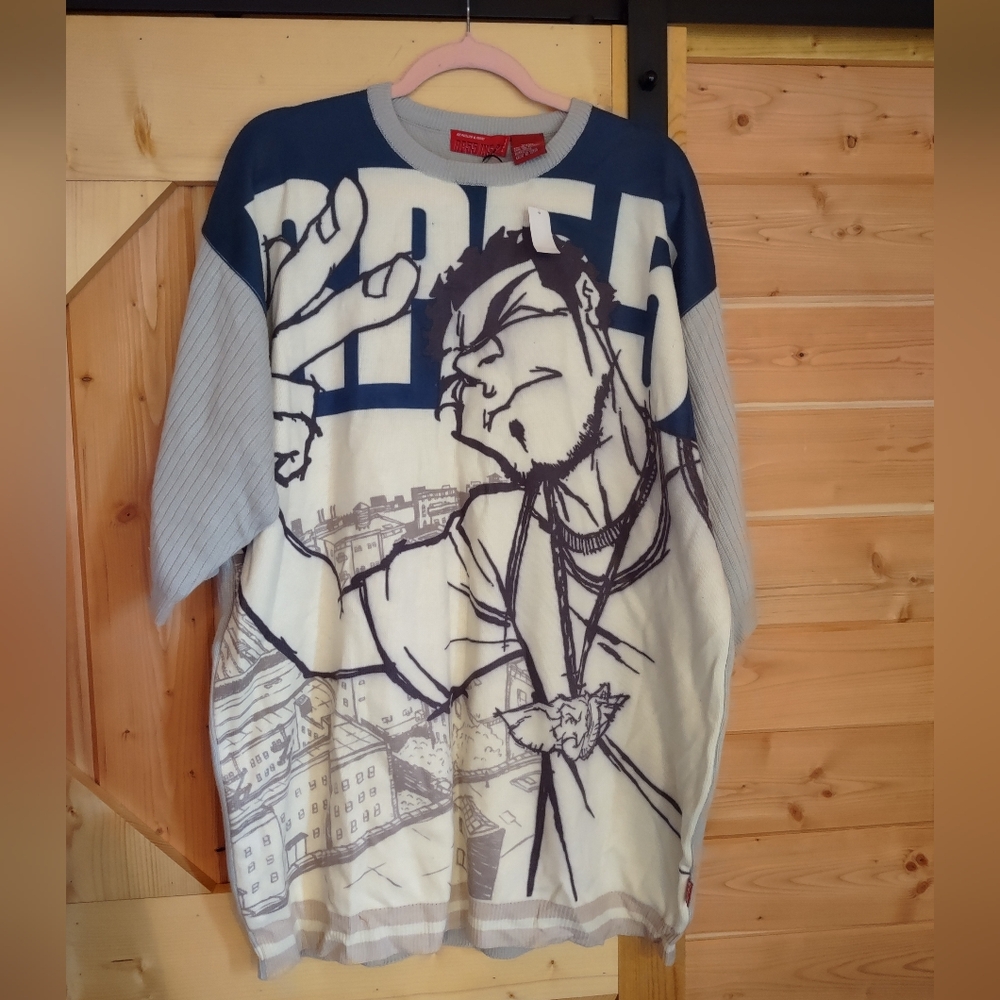 Vintage NWT RP55 Jeans Co Street Crime Drama Unisex Sweater Gray/Cream Size XXXL
